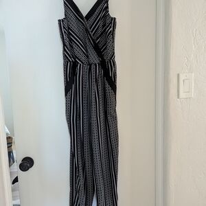 Black and White Striped Jumpsuit